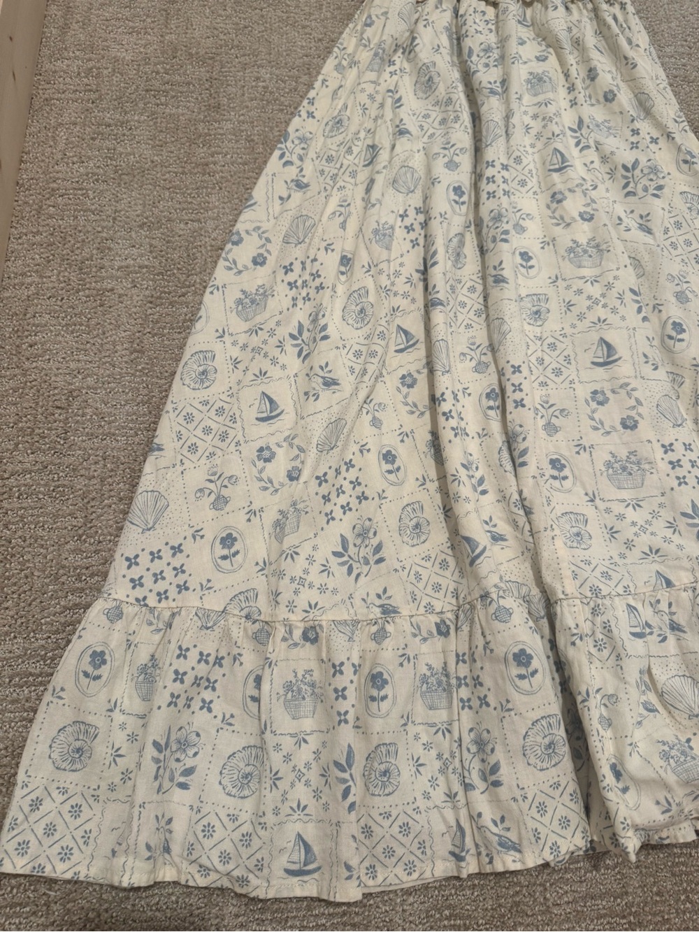 Rylee + Cru Francesca tile dress M linen blend beachy Mediterranean maxi - Picture 2 of 13